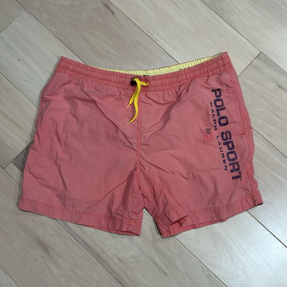 Vintage Polo Sport Ralph Lauren Red Swimming Trunks *Lining Cutout Men’s Large
